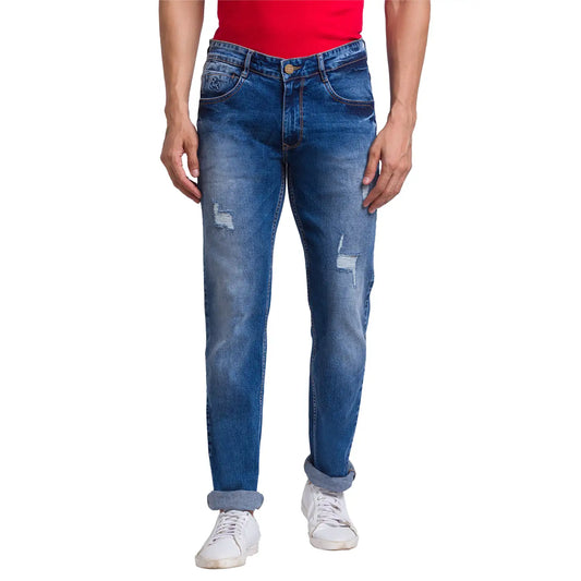 Men Slim Tapered Fit Blue Jeans