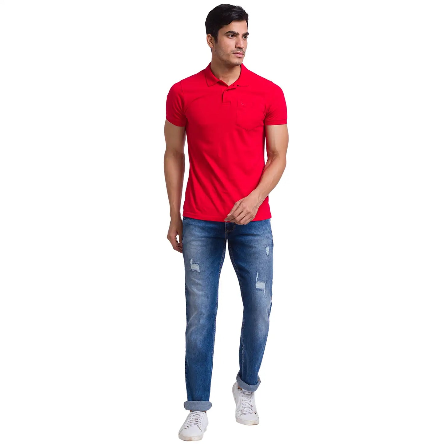 Men Slim Tapered Fit Blue Jeans