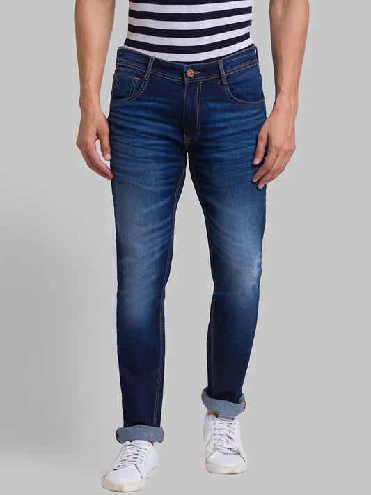 Men Tapered Fit Blue Jeans
