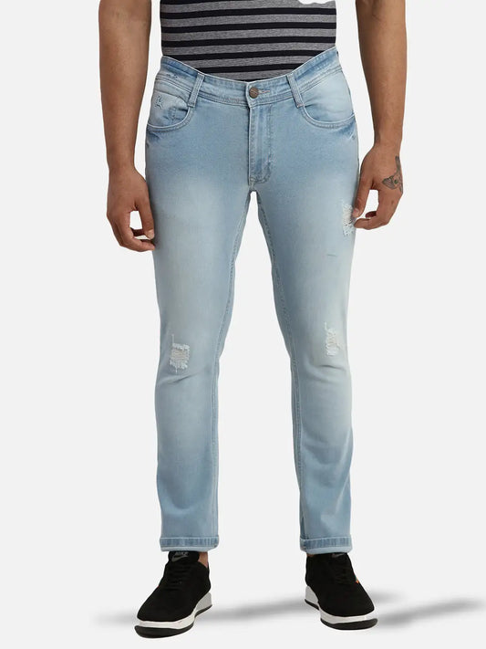Men Slim Tapered Fit Grey Jeans