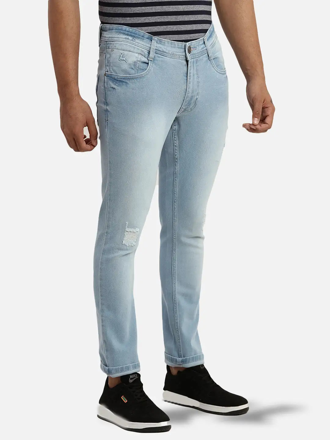 Men Slim Tapered Fit Grey Jeans