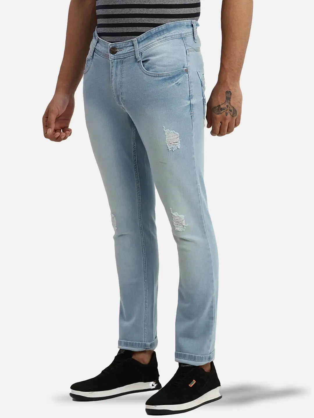 Men Slim Tapered Fit Grey Jeans
