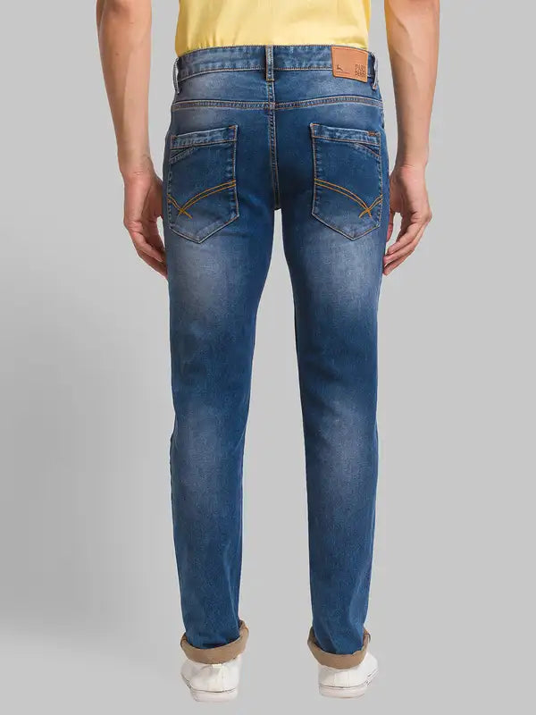 Men Slim Tapered Fit Blue Jeans