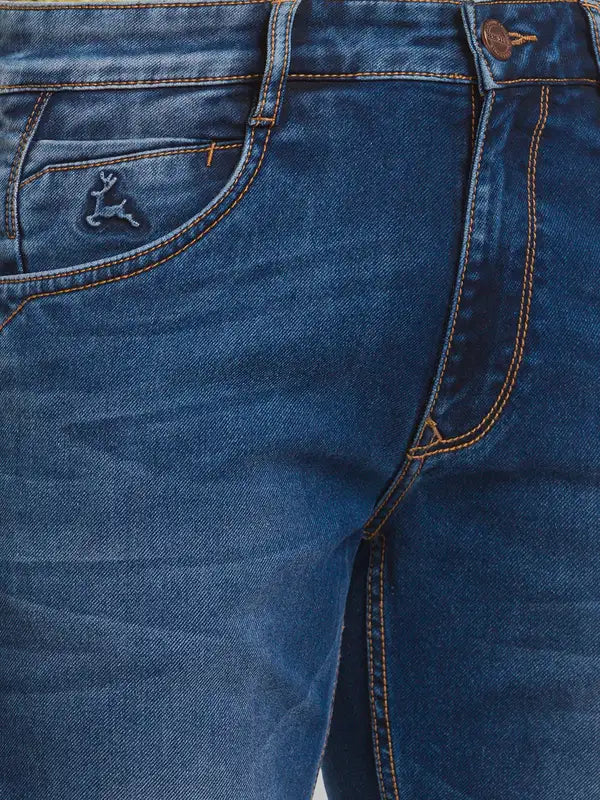 Men Slim Tapered Fit Blue Jeans