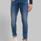 Parx Men Blue Plain Slim Tapered Fit Cotton Blend Jeans