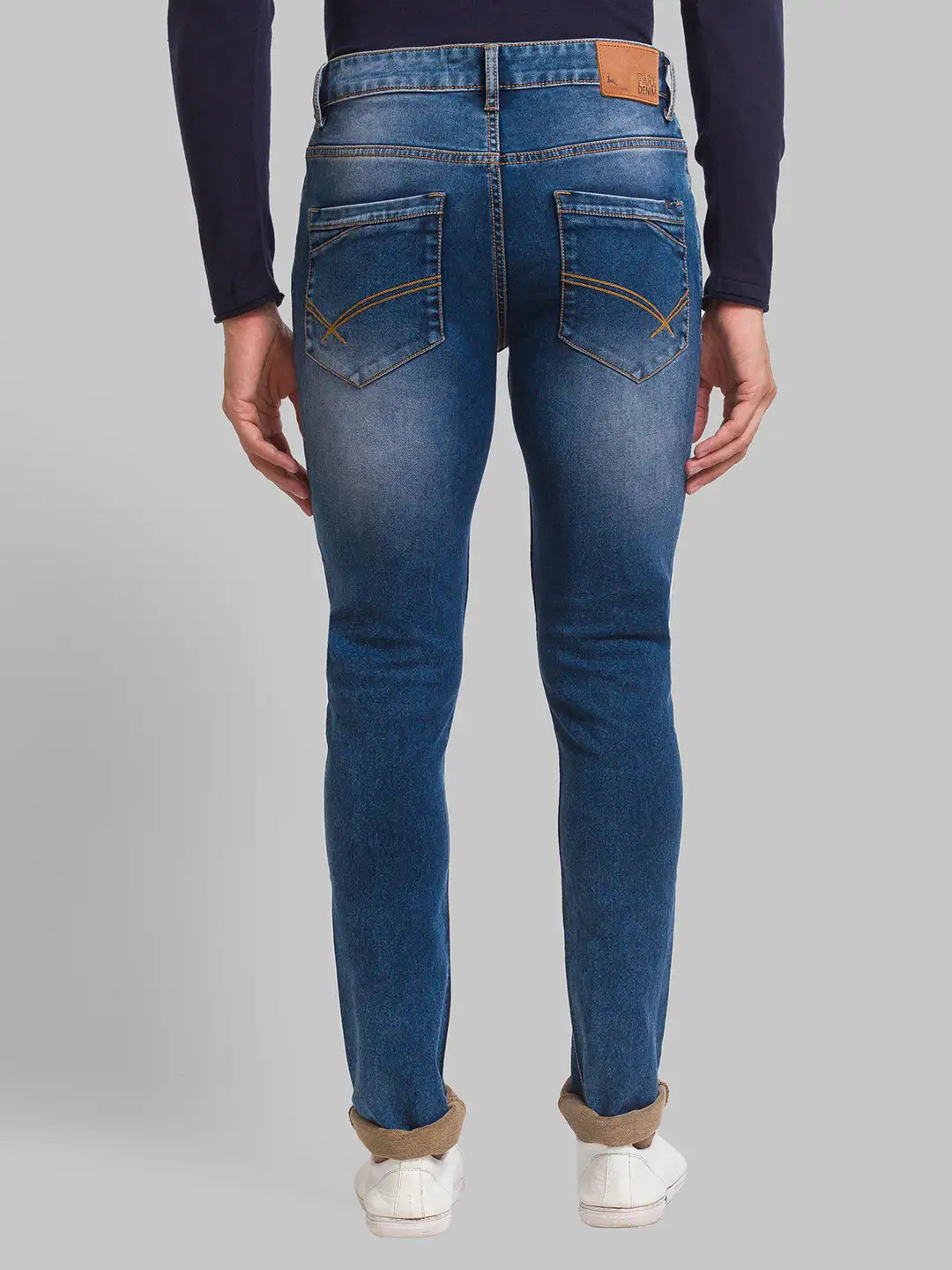 Parx Men Blue Plain Slim Tapered Fit Cotton Blend Jeans