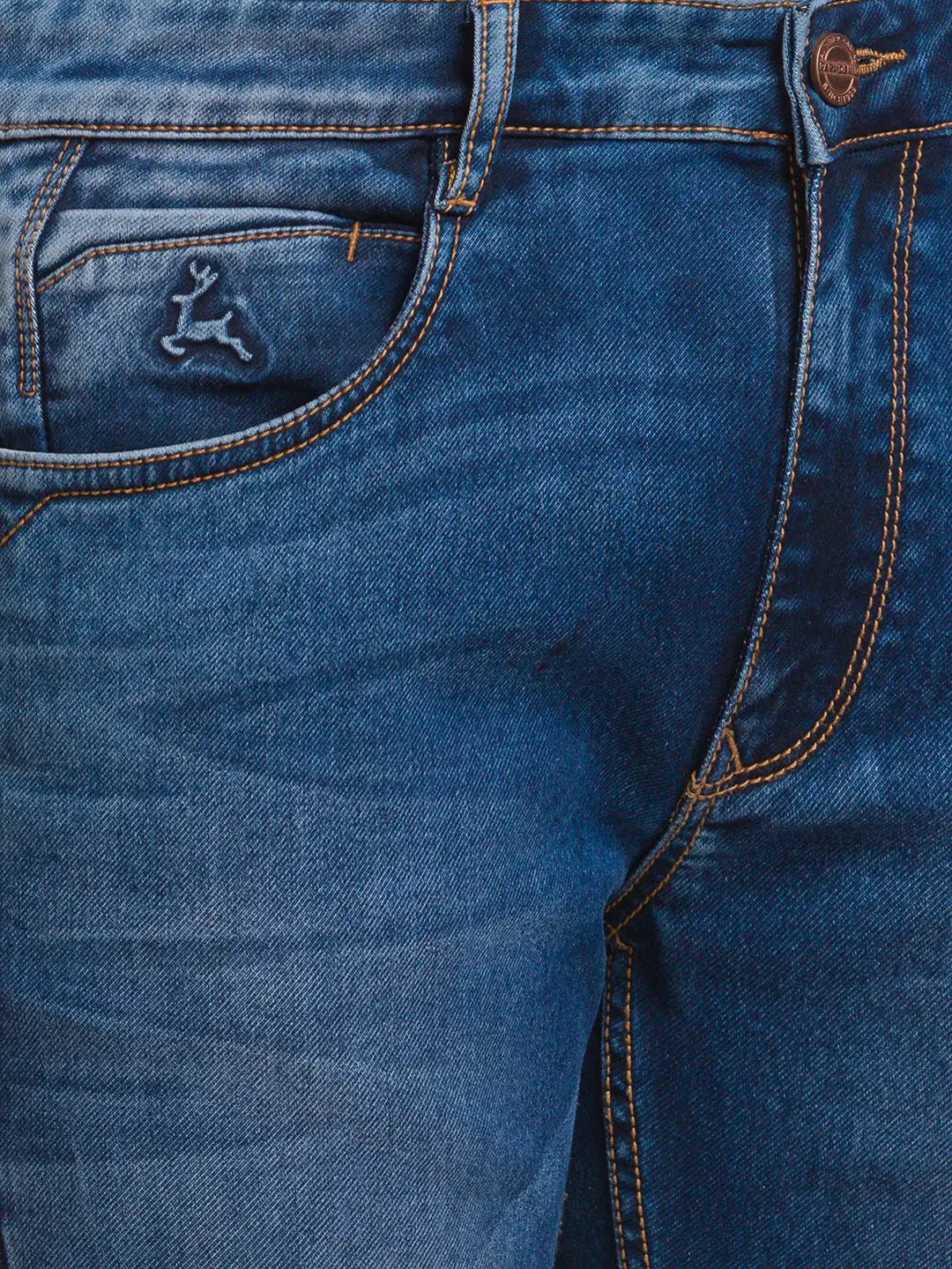 Parx Men Blue Plain Slim Tapered Fit Cotton Blend Jeans