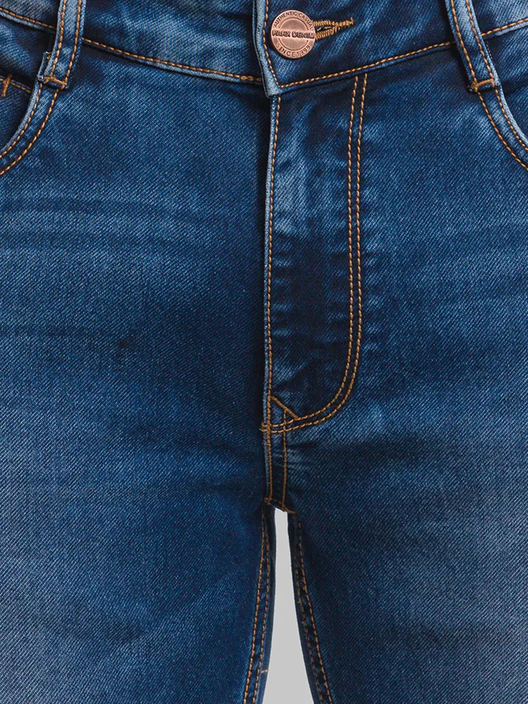 Parx Men Blue Plain Slim Tapered Fit Cotton Blend Jeans