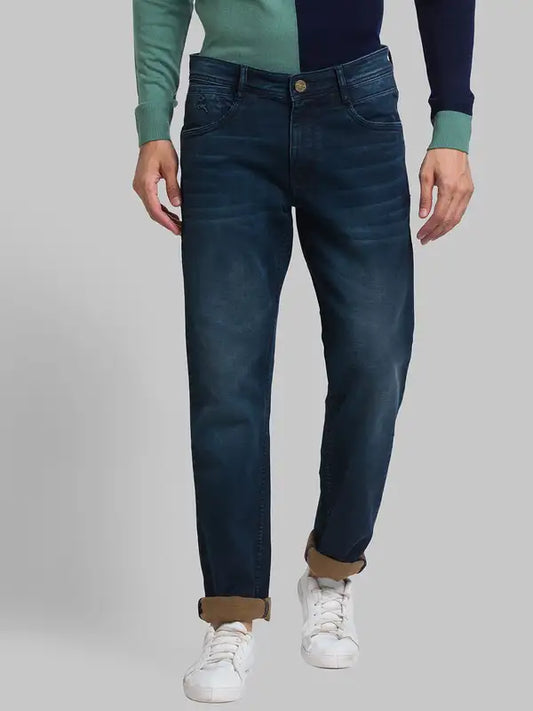 Men Slim Tapered Fit Blue Jeans