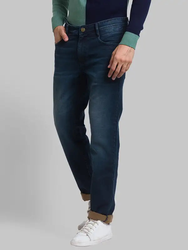 Men Slim Tapered Fit Blue Jeans