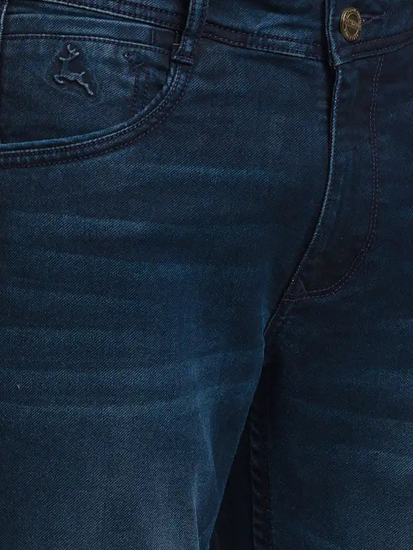 Men Slim Tapered Fit Blue Jeans