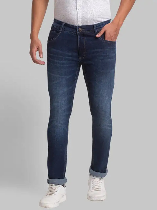 Men Slim Tapered Fit Blue Jeans