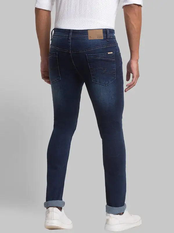 Men Slim Tapered Fit Blue Jeans