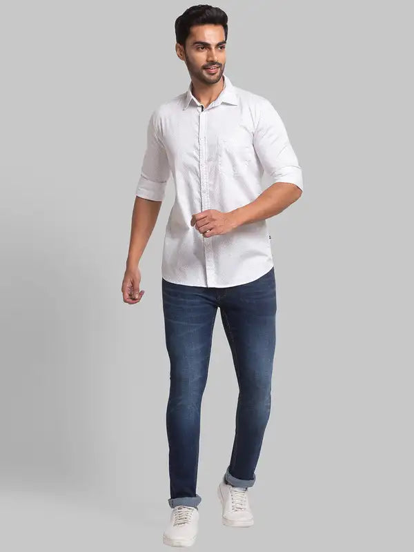 Men Slim Tapered Fit Blue Jeans