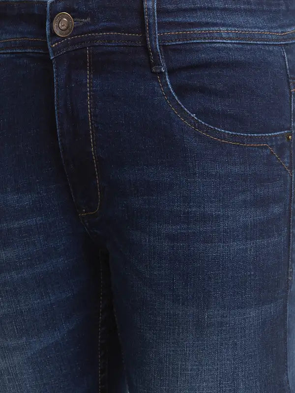 Men Slim Tapered Fit Blue Jeans
