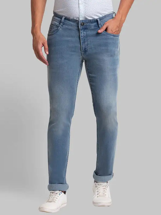 Men Slim Tapered Fit Blue Jeans