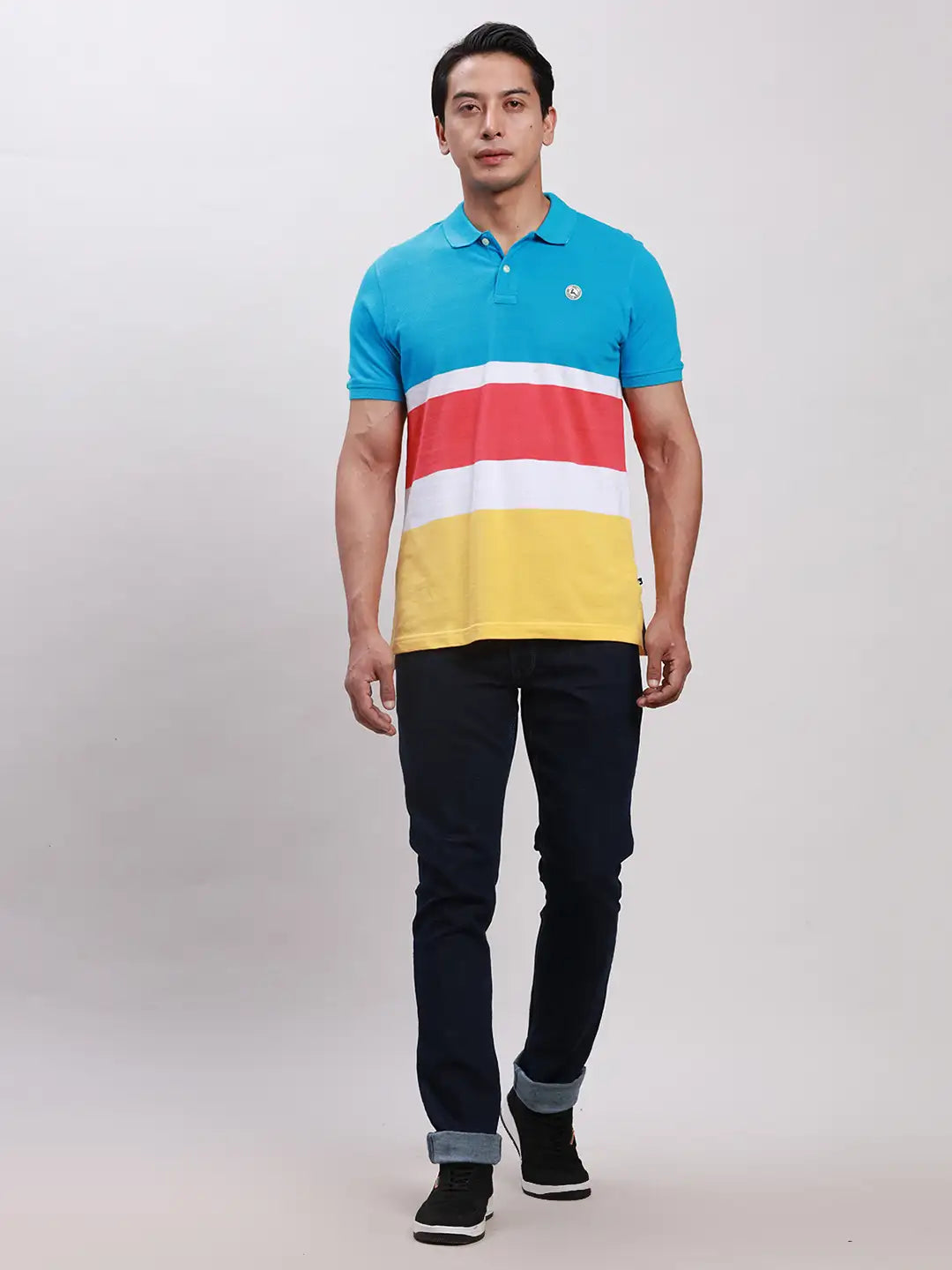 Men Blue Skinny Fit Jacquard Cotton Blend Jeans