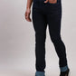 Men Blue Slim Tapered Fit Jacquard Cotton Blend Jeans