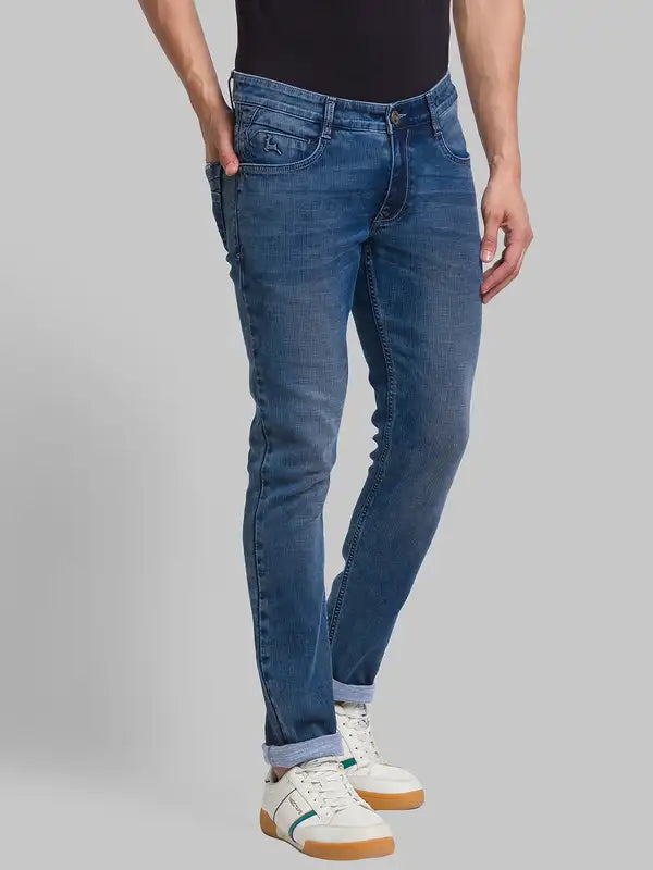 Men Slim Tapered Fit Blue Jeans