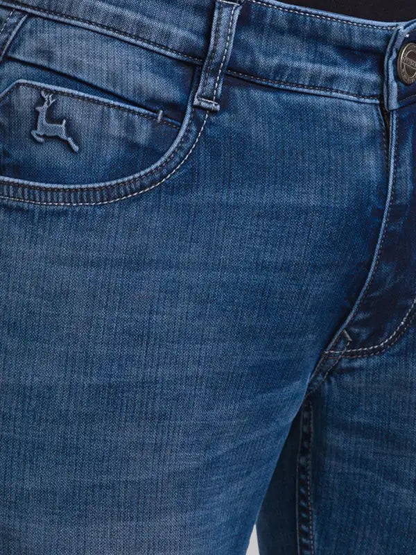 Men Slim Tapered Fit Blue Jeans