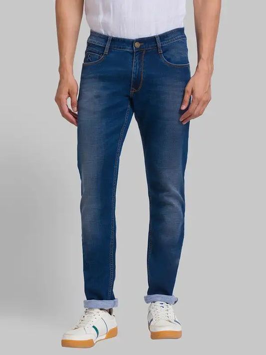 Men Slim Tapered Fit Blue Jeans