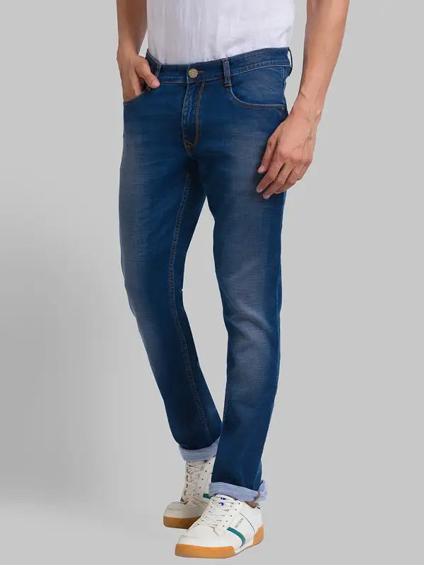 Men Slim Tapered Fit Blue Jeans