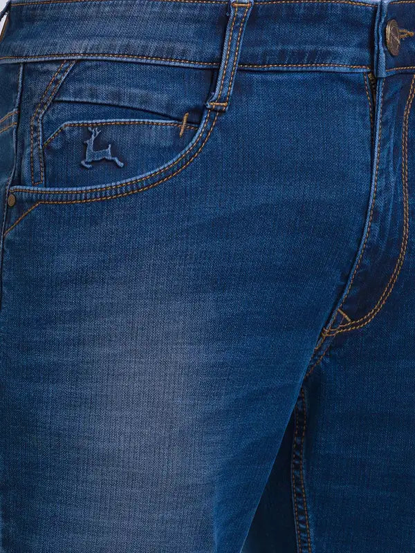Men Slim Tapered Fit Blue Jeans
