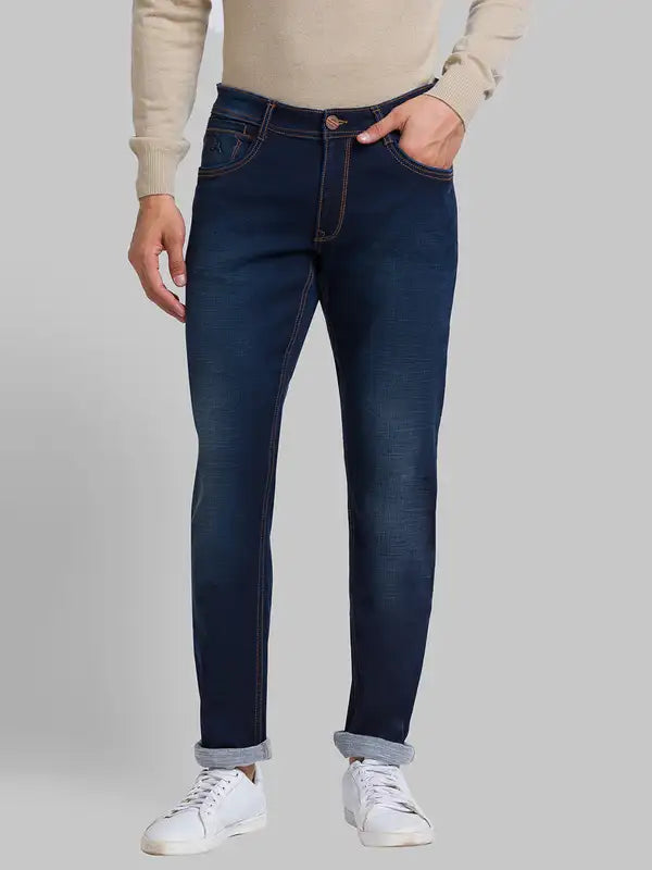 Men Slim Tapered Fit Blue Jeans