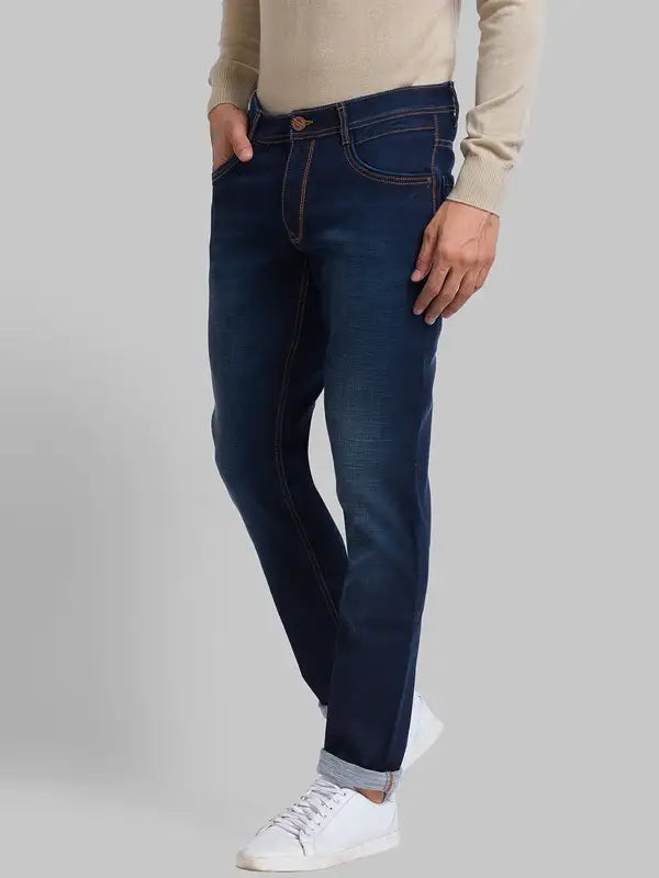 Men Slim Tapered Fit Blue Jeans