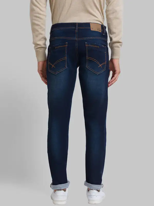Men Slim Tapered Fit Blue Jeans