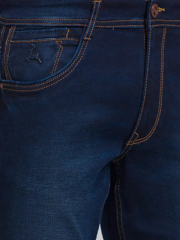 Men Slim Tapered Fit Blue Jeans