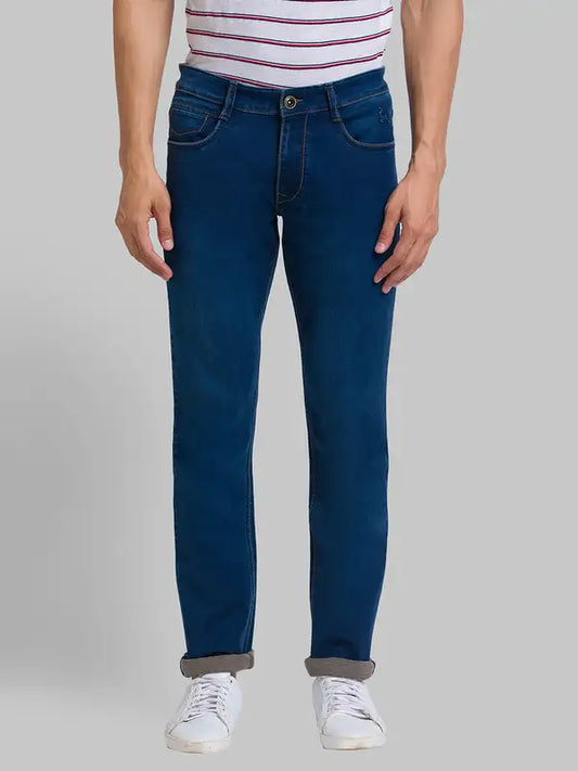 Men Slim Tapered Fit Blue Jeans