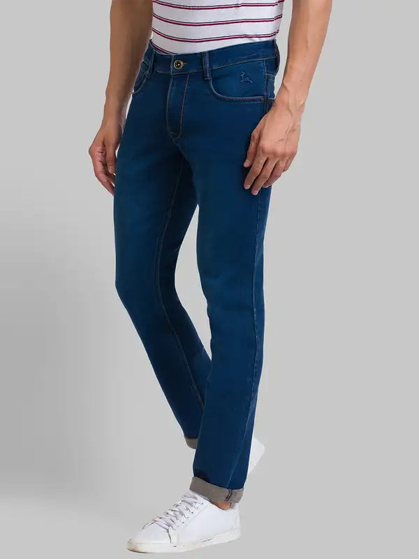 Men Slim Tapered Fit Blue Jeans