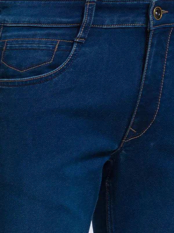 Men Slim Tapered Fit Blue Jeans