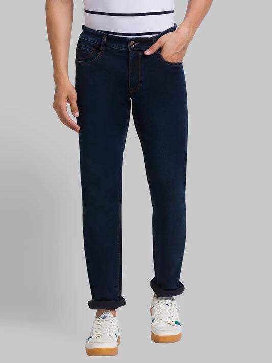 Men Blue Slim Tapered Fit Twill Cotton Blend   Jeans