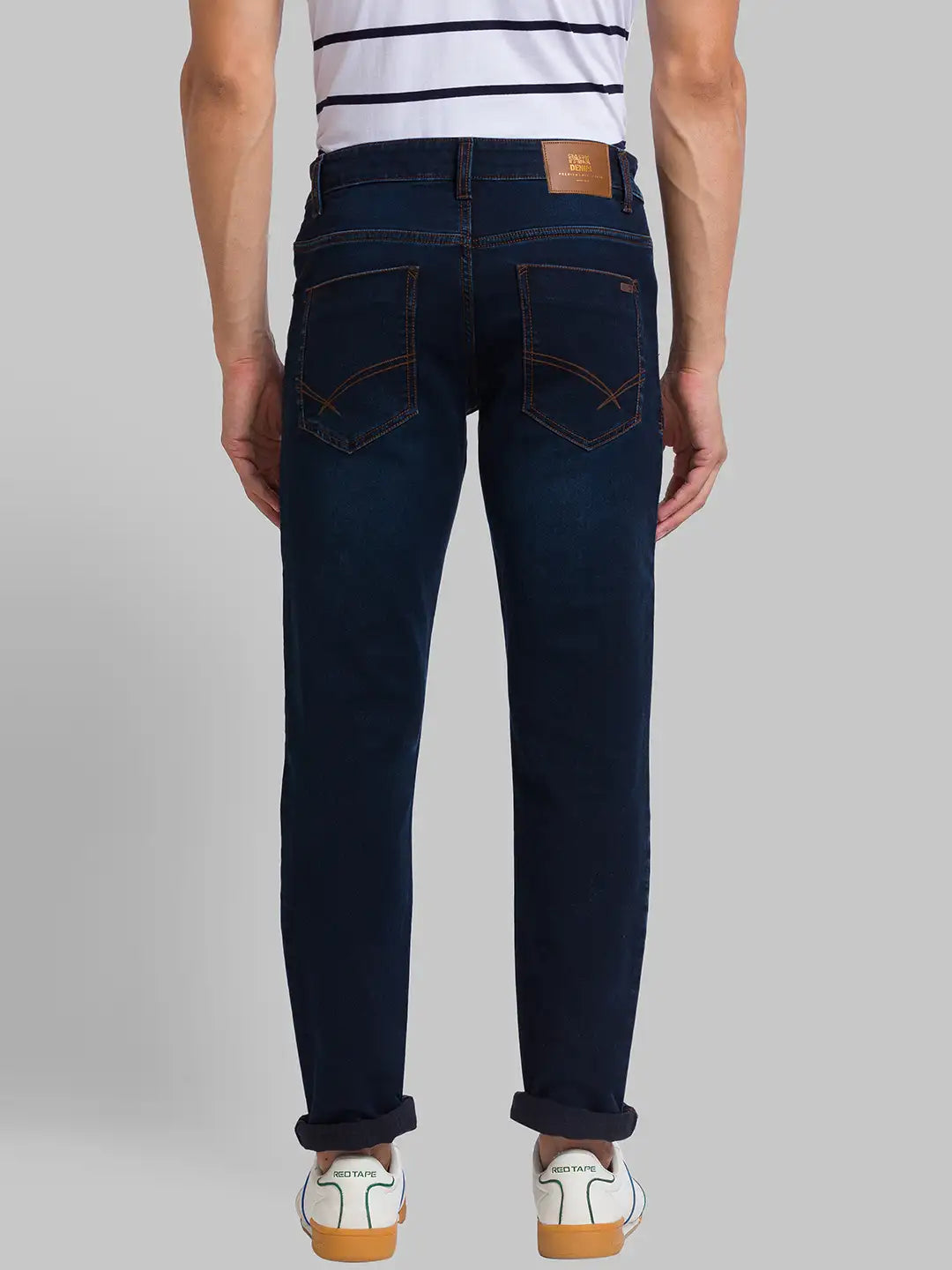 Men Blue Slim Tapered Fit Twill Cotton Blend   Jeans