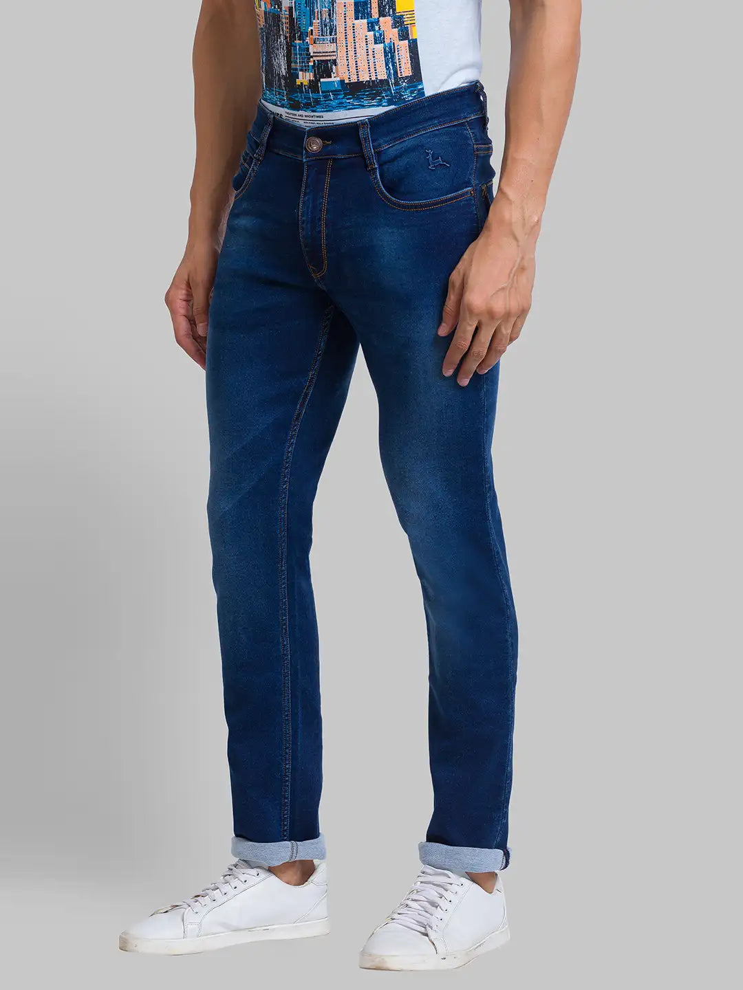 Men Tapered Fit Blue Jeans
