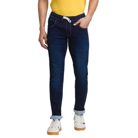 Men Slim Tapered Fit Brown Jeans