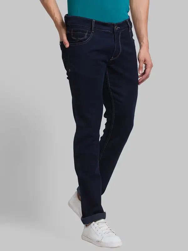 Men Slim Tapered Fit Blue Jeans