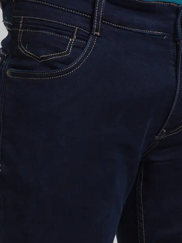 Men Slim Tapered Fit Blue Jeans
