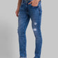 Men Slim Tapered Fit Blue Jeans