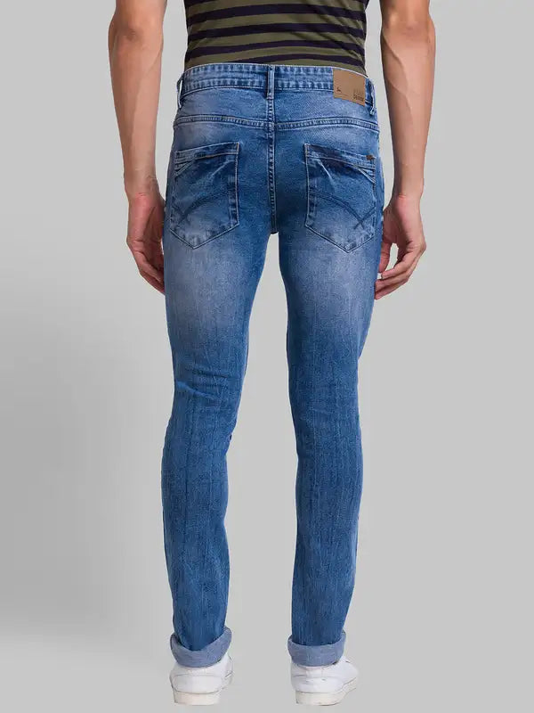 Men Slim Tapered Fit Blue Jeans