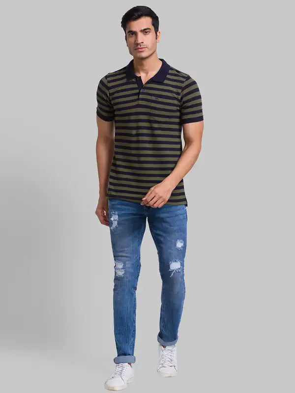 Men Slim Tapered Fit Blue Jeans