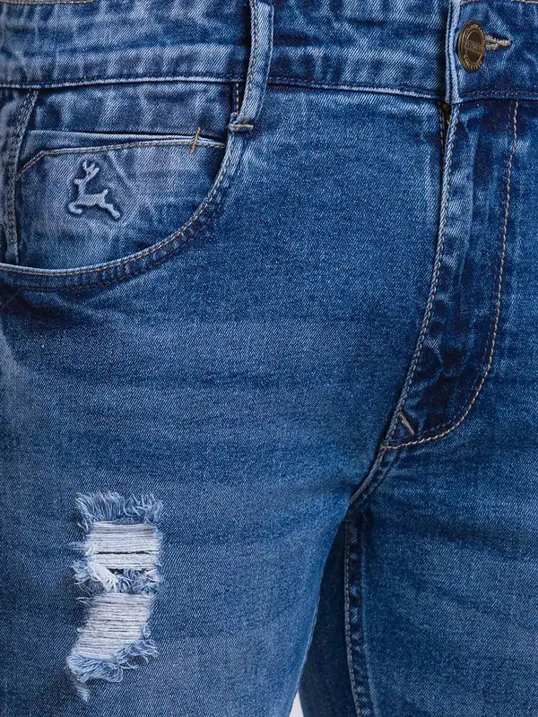 Men Slim Tapered Fit Blue Jeans