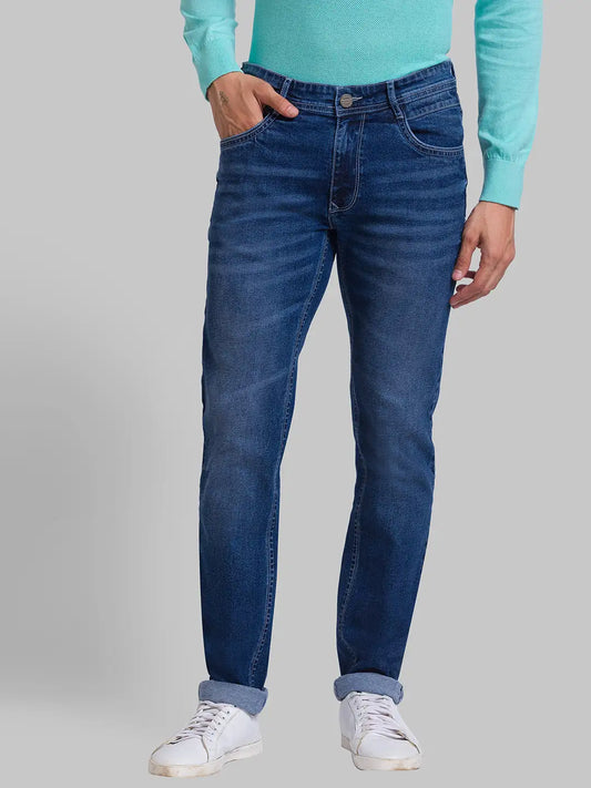 Men Tapered Fit Blue Jeans