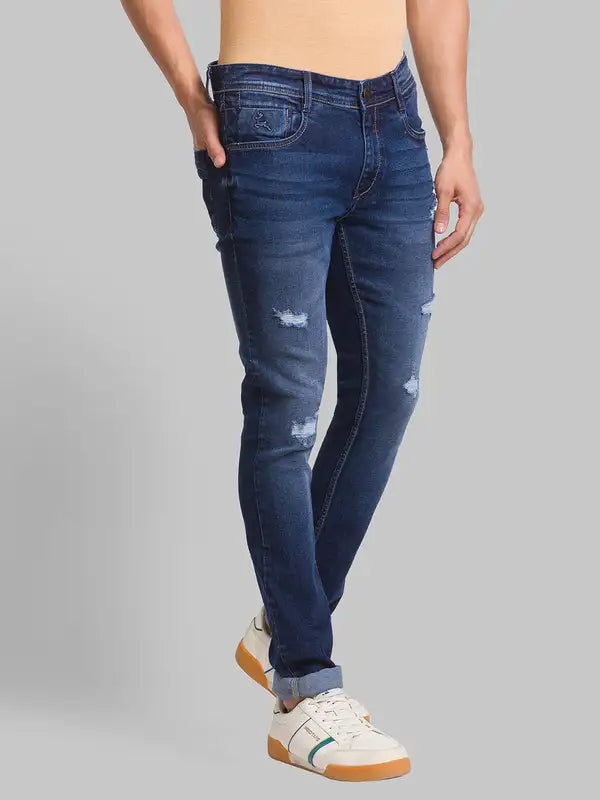 Men Skinny Cropped Fit Blue Jeans