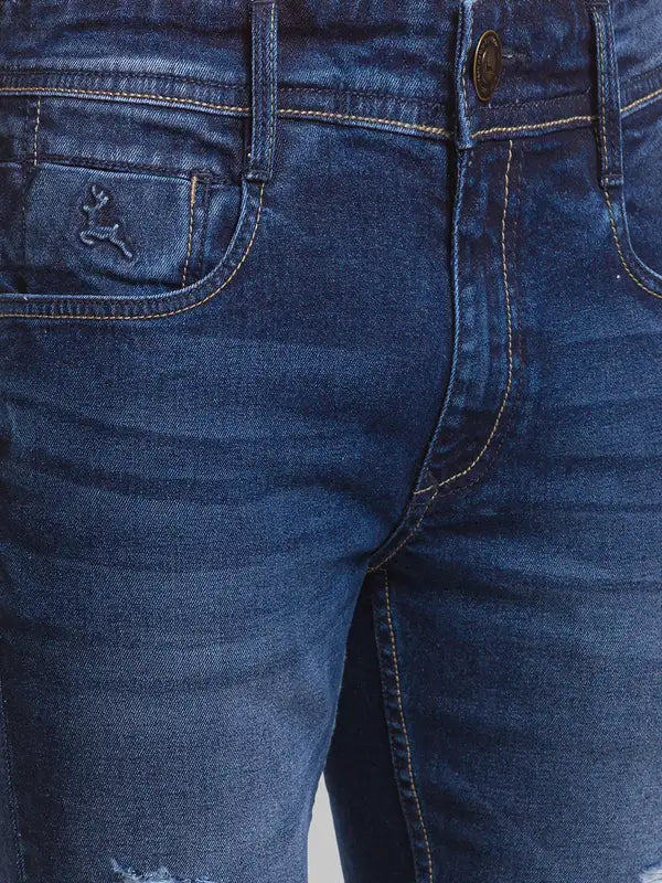 Men Skinny Cropped Fit Blue Jeans