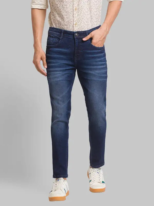 Men Skinny Cropped Fit Blue Jeans