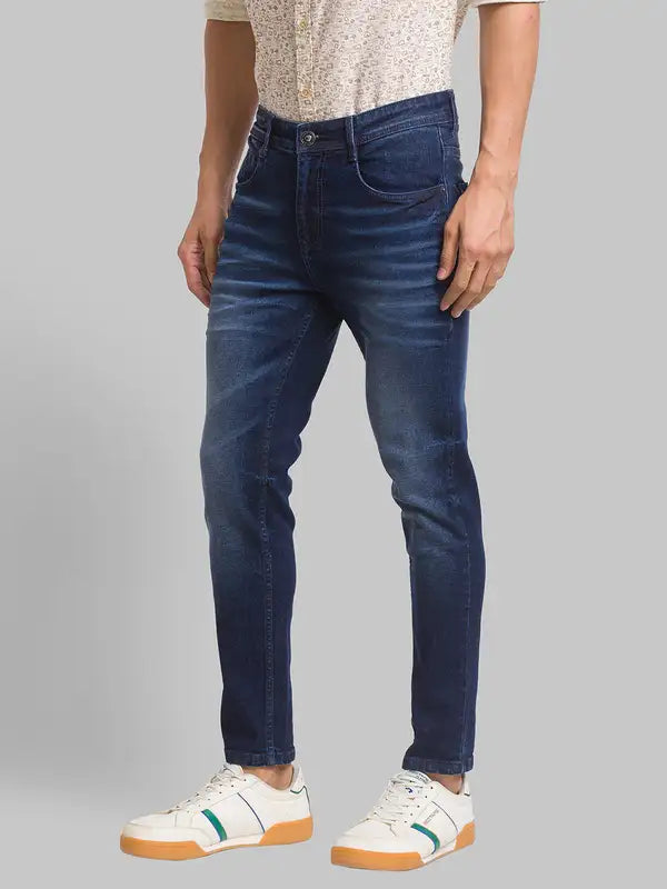 Men Skinny Cropped Fit Blue Jeans