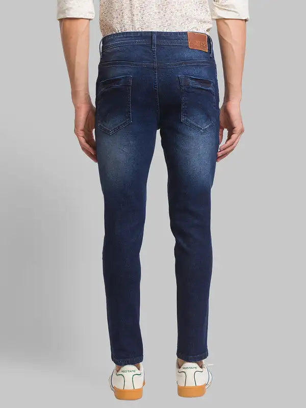 Men Skinny Cropped Fit Blue Jeans